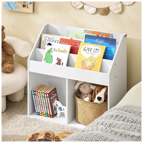 Scaffale Montessori Per Bambini Con Ripiani E Contenitori In Legno Bianco - Foto 7