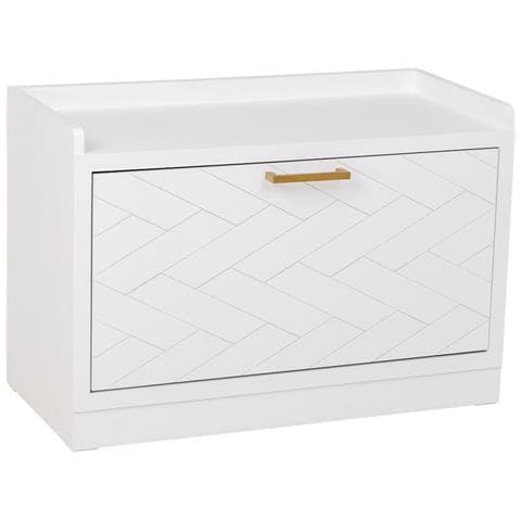 Panca Porta Scarpe In Legno E Metallo Bianco 80x38x53 - Foto 1