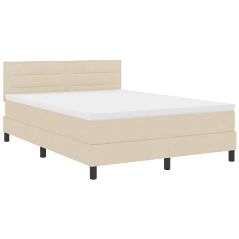 Letto a molle con materasso con led Crema 140 x 190 cm Tessuto - Foto 1