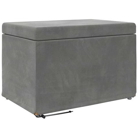 Pouf Grigio scuro Velluto e Legno Ingegnerizzato - Foto 1