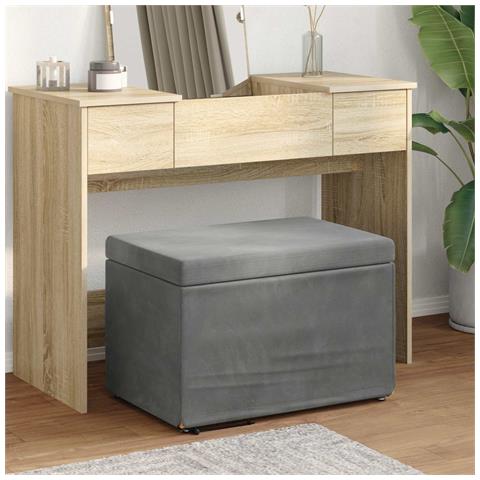 Pouf Grigio scuro Velluto e Legno Ingegnerizzato - Foto 2
