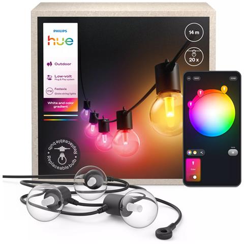 Philips Hue White and Color ambiance Strisce luminose per esterno Globe Festavia Hue 14 m - Foto 2