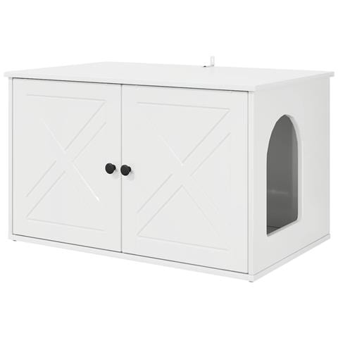 Casa per Gatti Bianco Lucido 85 x 55 x 50 cm Legno multistrato - Foto 1