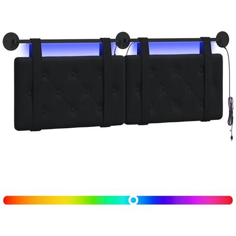Testiera sospesa Con luce LED Nero Velluto - Foto 1