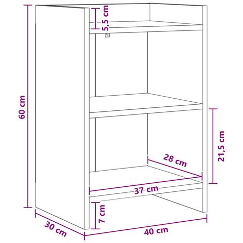 Comodini Rovere Nero 40 x 30 x 60 cm Legno ingegnerizzato - Foto 5