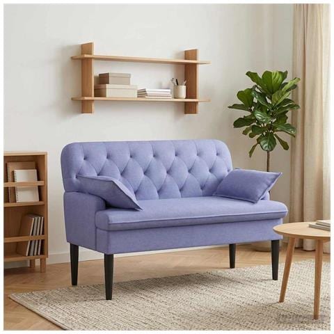 Loveseat con bottoni imbottiti Blu jeans 111 x 68 x 80 cm - Foto 2
