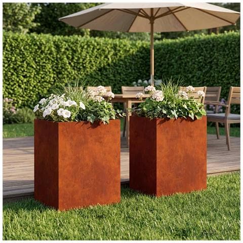 Vaso da giardino 2 pz Ruggine 40 x 30 x 50 cm Acciaio Corten - Foto 2