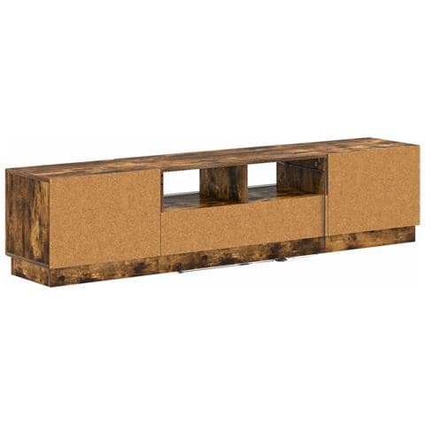 Mobile TV LED a 5 pezzi Rovere Fumo Legno ingegnerizzato - Foto 2