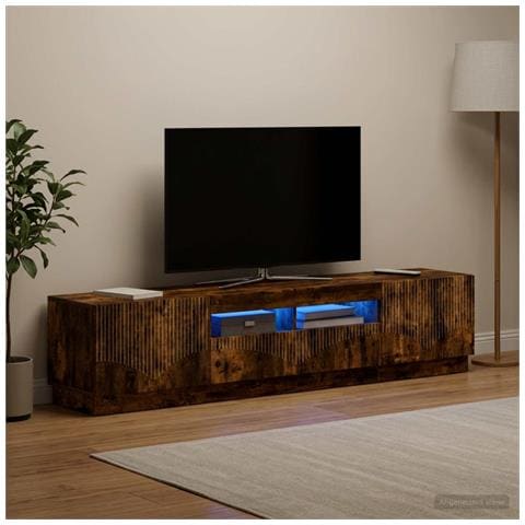 Mobile TV LED a 5 pezzi Rovere Fumo Legno ingegnerizzato - Foto 9
