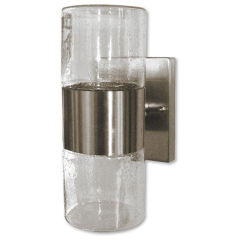 Lampada a Muro in Acciaio Inox e Lampada in Vetro Soffiato H 27,5 - Foto 2