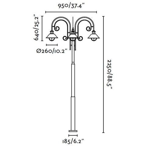 Faro 71117 - Náutica Lampada Lampione Marrone Ossido 2l - Foto 2