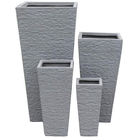 Set Di 4 Vasi Grigio Chiaro Per Esterno Giardino, Portico, Ristorante, Gelateria Bar Hotel Albergo Piscina - Foto 2