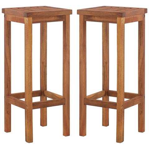 Sedie da Bar da Esterno 2 pz in Legno Massello di Acacia - Foto 1