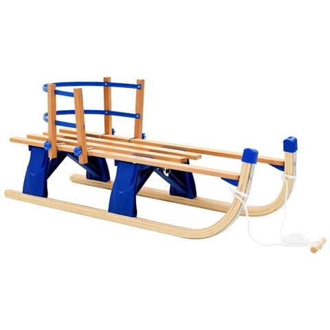 Slittino Da Neve Pieghevole In Legno Con Schienale 110 Cm - Foto 1