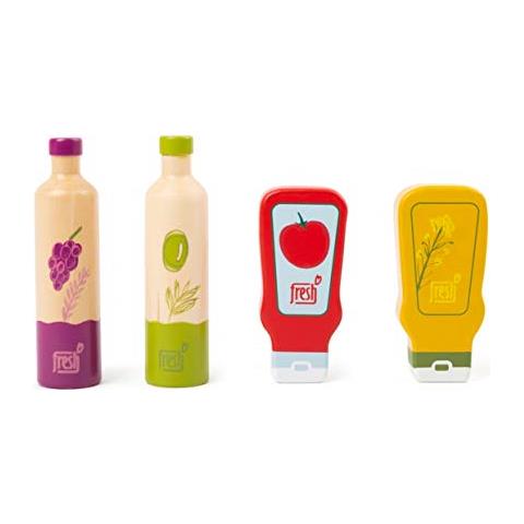 Piccolo Piede-11445 Set Di Salse E Olio Freshin Legno Giochi Di Ruoloaccessori Per Negozi E Cucine Da Gioco Per Bambini4 Pezzi Giocattolimulticolore11445 - Foto 4