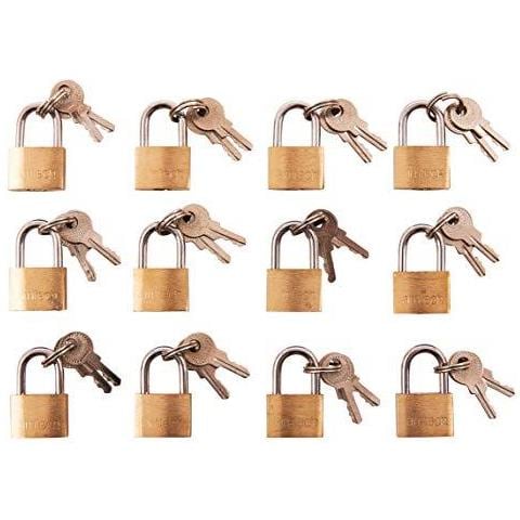 T0790 Brass Piccoli Lucchetti Con Chiavi Per I Bagagli Armadietti Cassette Armadi Borse Sportive Trasparente 12pc - Foto 1