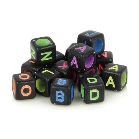 300 Perline Alfabeto Quadrate 6 Mm - Nere E Fluo - Foto 1