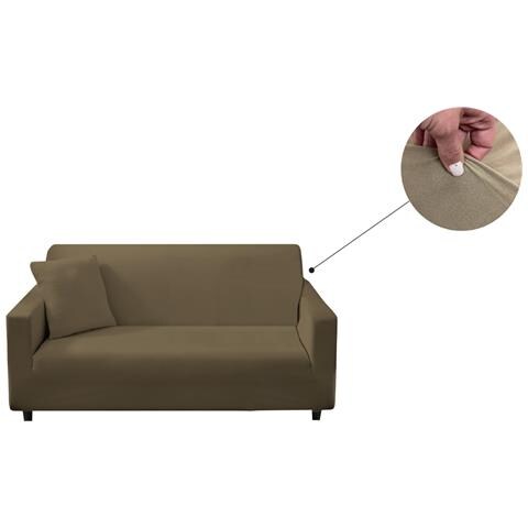 Copridivano Antimacchia Elasticizzato Penisola Componibile Tinta Unita Modello Perfetto 2 Posti Tortora - Foto 10