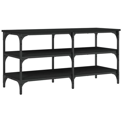 Panca Porta Scarpe Nera 100x38,5x49 Cm In Legno Multistrato - Foto 2