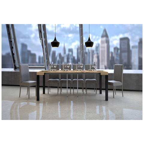 Consolle Allungabile 90x40/196 Cm Everyday Small Telaio Antracite - Quercia Natura - Foto 2