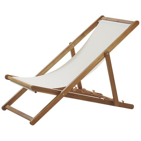 Lettino Da Giardino Legno Di Acacia Chiaro Con 2 Tessuti Intercambiabili Anzio - Foto 2