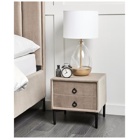 Comodino 2 Cassetti Sezanne Velluto Tortora - Foto 1