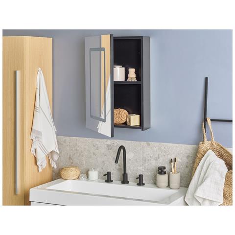 Armadio A Muro Per Specchio Da Bagno Led Condor 40 Cm 60 Cm Nero - Foto 1