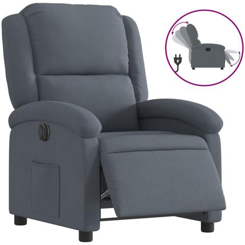 Poltrona Elettrica Reclinabile Grigio Scuro In Vera Pelle - Foto 2