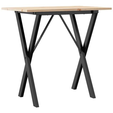 Tavolo Da Pranzo Telaio A X 80x50x75 Cm Massello Pino E Ghisa - Foto 2