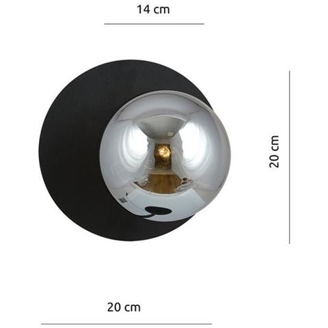 Lampada A Parete Oslo - Nero, Grigio - Acciaio Verniciato A Polvere, Vetro - 20x20x15 Cm - Foto 7