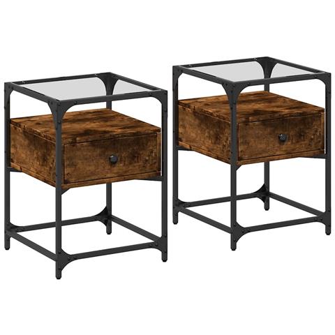 Comodini 2 Pz Rovere Fumo 40x40x55 Cm In Legno Multistrato - Foto 1