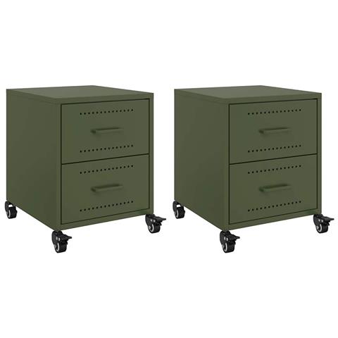 Comodini 2 pz Verde Oliva 36x39x43,5 cm in Acciaio - Foto 1