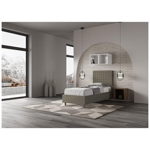Letto Contenitore Imbottito 80x210  Similpelle Cappuccino Sunny - Foto 5