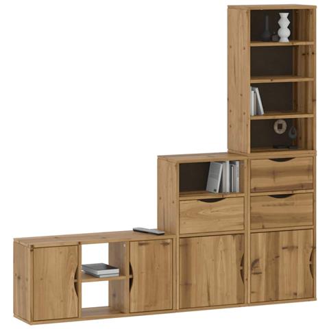 Mobile TV 4 pz con Contenitore ODDA in Legno Massello di Pino - Foto 2