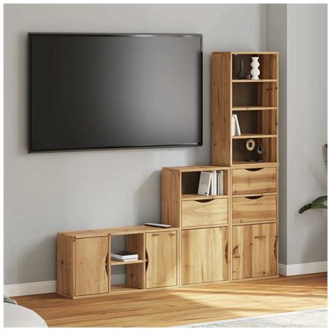 Mobile TV 4 pz con Contenitore ODDA in Legno Massello di Pino - Foto 1