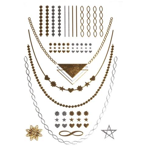 Tatuaggio Metallizzato 14x21 Cm Oro Argento Nero - Foto 1