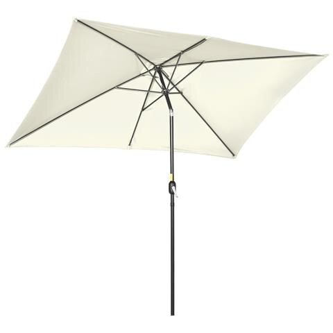 Ombrellone 2x3 m Rettangolare, in Alluminio Metallo e Poliestere con Angolo Regolabile, Bianco Crema e Nero - Foto 1