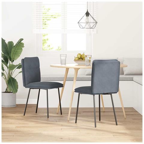 Sedie Da Pranzo 2 Pz Grigio Scuro In Velluto - Foto 2