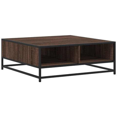 Tavolino Rovere Marrone 80x80x30 Cm In Truciolato E Metallo - Foto 2