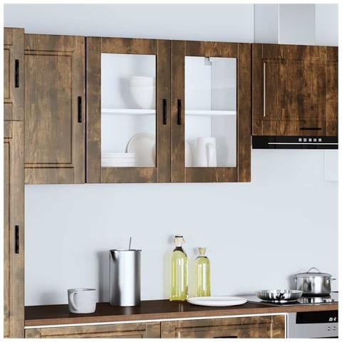 Pensile Da Cucina Con Porta In Vetro Porto Rovere Fumo - Foto 3