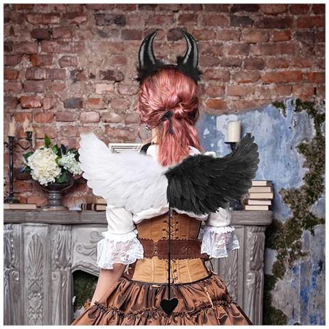 Costume Da Diavolo Per Bambini Con Ali - Set Elegante In Bianco E Nero Per Halloween - Foto 5