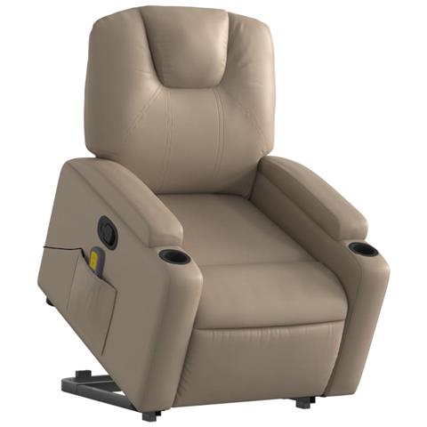 Lusso Casadino - Poltrona Alzapersone Massaggi Reclinabile Cappuccino Similpelle - Foto 2