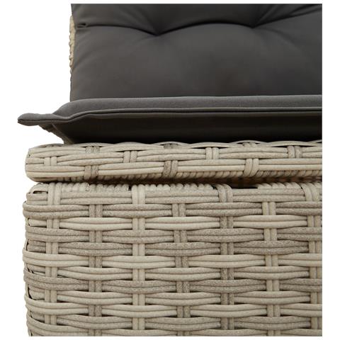 Set di divano da giardino a 8 pezzi con cuscini in rattan poliestere grigio chiaro,  Divano da giardino a 2 posti con cuscini in rattan poliestere grigio - Foto 8