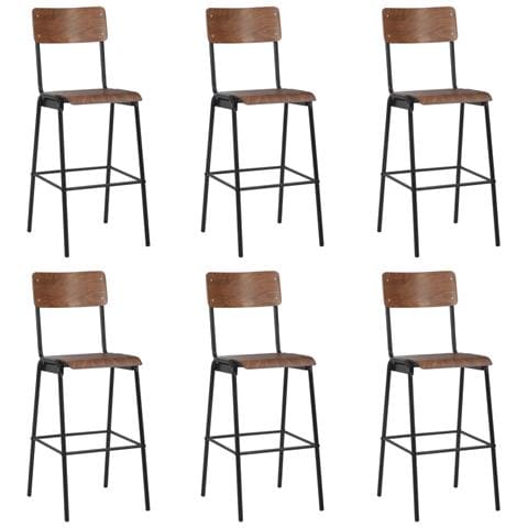 Sedie Da Bar 6 Pz In Compensato Solido E Acciaio - Foto 2