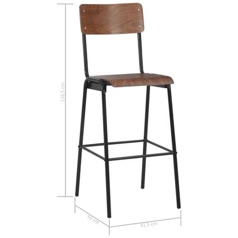 Sedie Da Bar 6 Pz In Compensato Solido E Acciaio - Foto 8