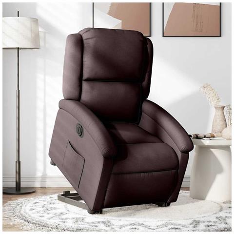 Poltrona Alzapersona Reclinante Elettrica Marrone Scuro Tessuto - Foto 2