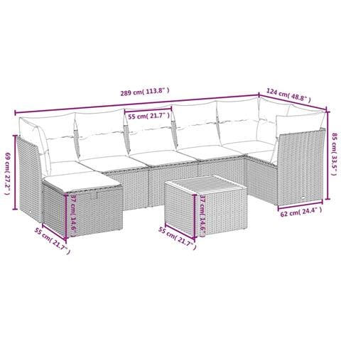 Set Divani da Giardino con Cuscini 8 pz Nero in Polyrattan - Foto 4