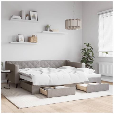 Divano Letto Estraibile con Cassetti Tortora 90x200 cm Tessuto - Foto 2
