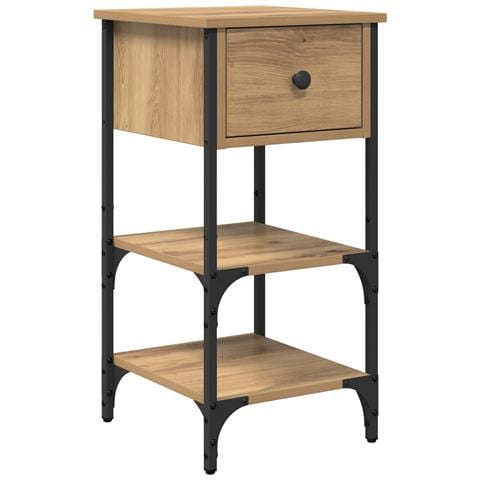 Comodino in rovere artigianale 34x36x70 cm in legno ingegnerizzato - Foto 1