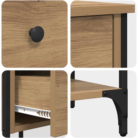 Comodino in rovere artigianale 34x36x70 cm in legno ingegnerizzato - Foto 9